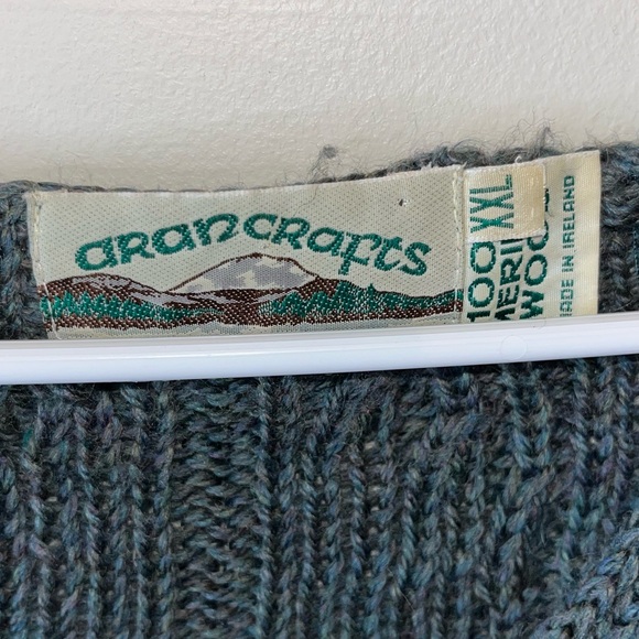 Aran crafts Womans 100% Merino Wool Green Knit Chunky Oversized Sweater Size XXL - Picture 4 of 5